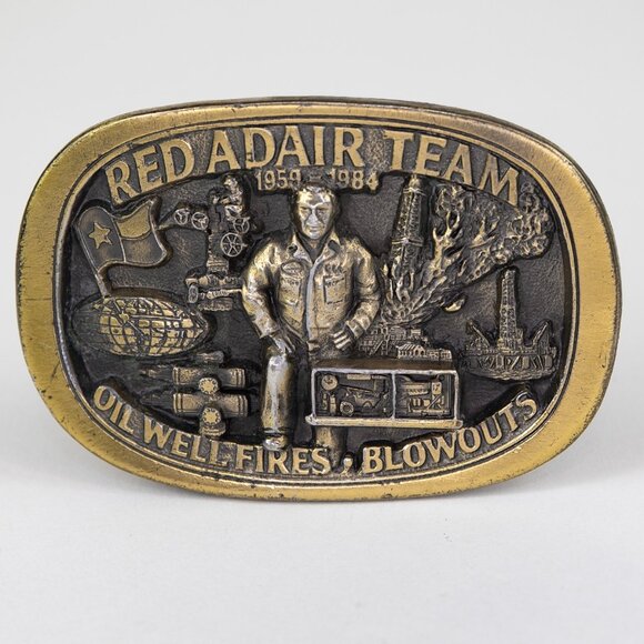 Red Adair Team Oil Well Fires Blowouts 25th Anniversary Belt Buckle Made In USA - Picture 1 of 10